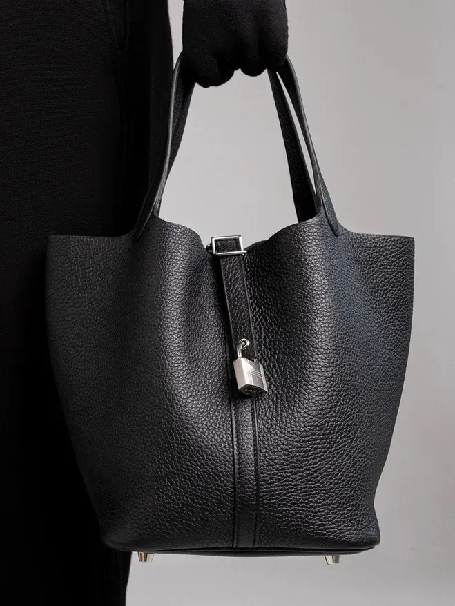 Сумка Picotin 22 Black Clemence Palladium Hardware Hermes - фото 2