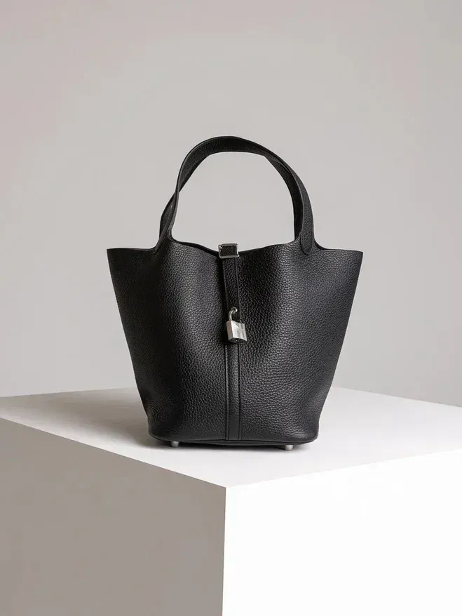 Сумка Picotin 22 Black Clemence Palladium Hardware Hermes - фото 1