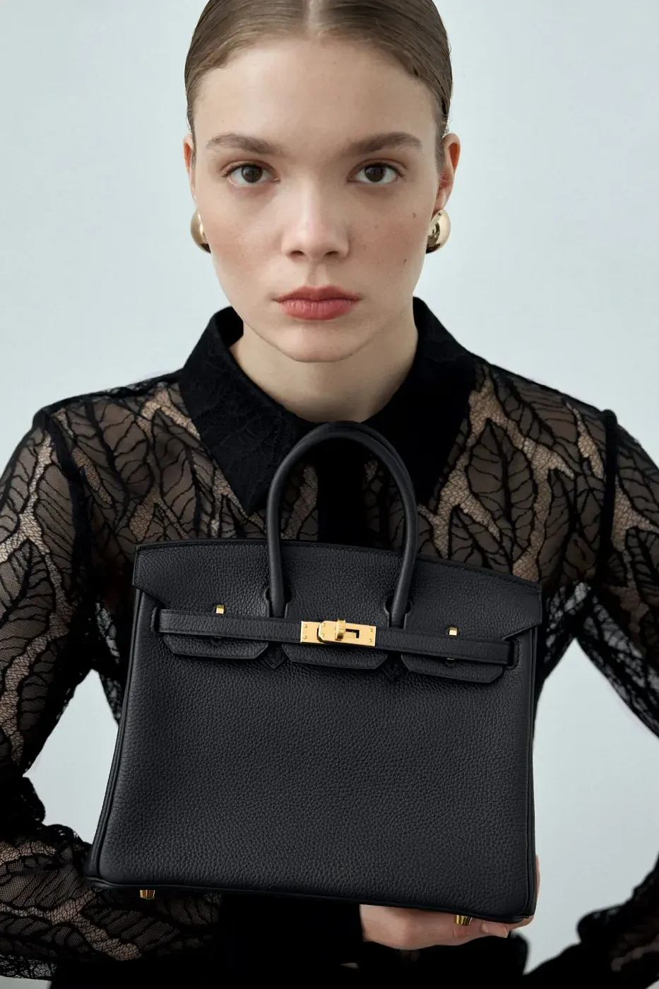 Hermès Сумка Birkin 25 Noir Togo Rose Gold Hardware - фото 3