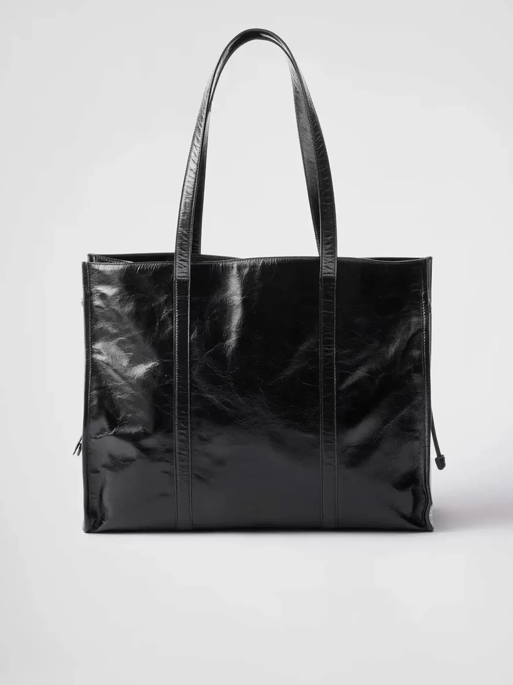 Prada Большая кожаная сумка-тоут Black - фото 3