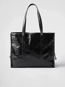 Prada Большая кожаная сумка-тоут Black - фото 3