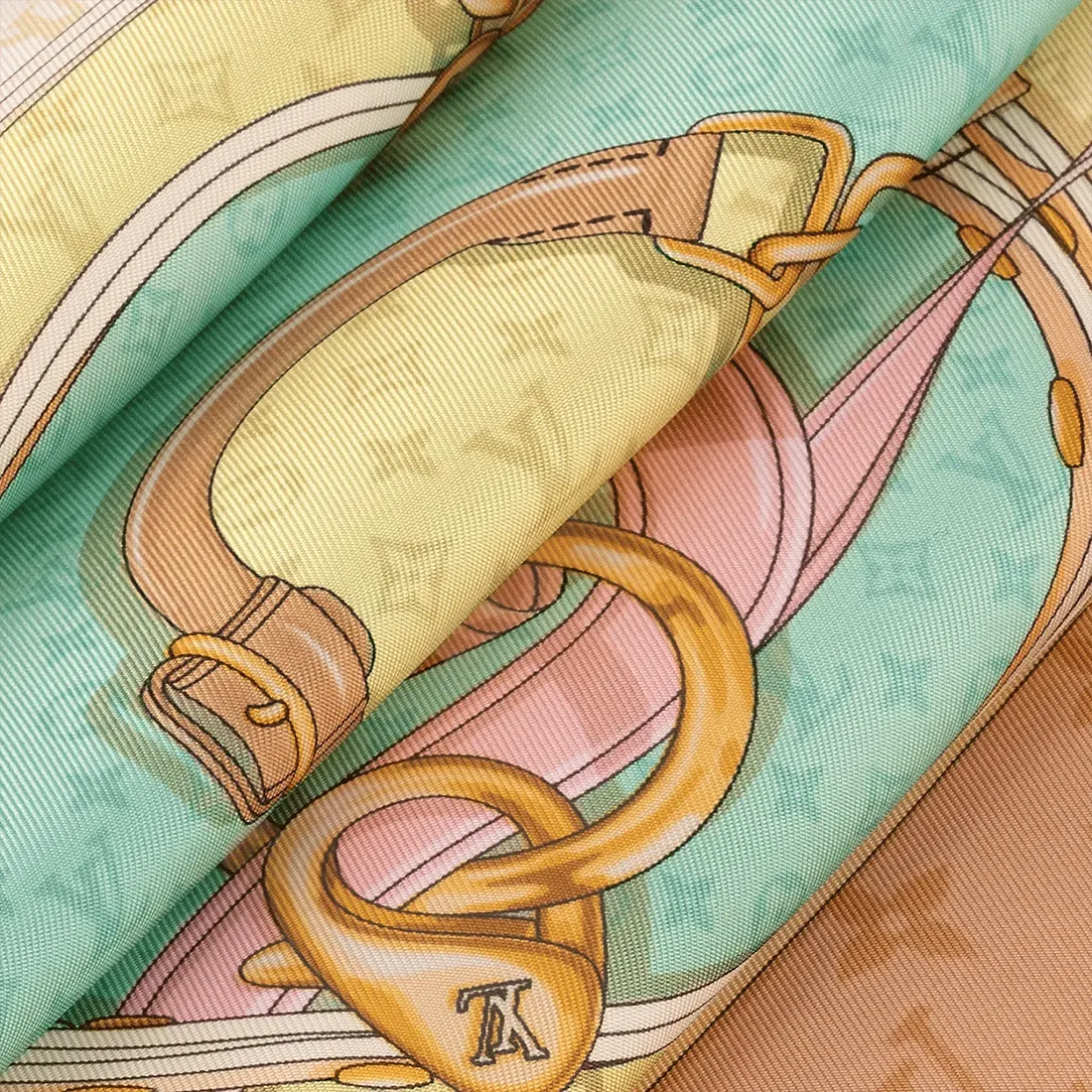 Louis Vuitton Платок-каре Flower And Straps 70 Beige - фото 4