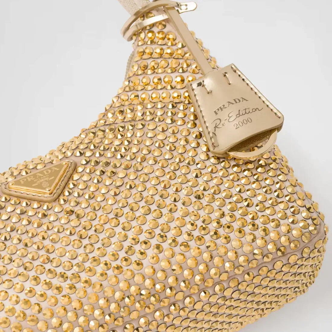 Prada Мини-сумка из сатина с кристаллами Platinum - фото 5