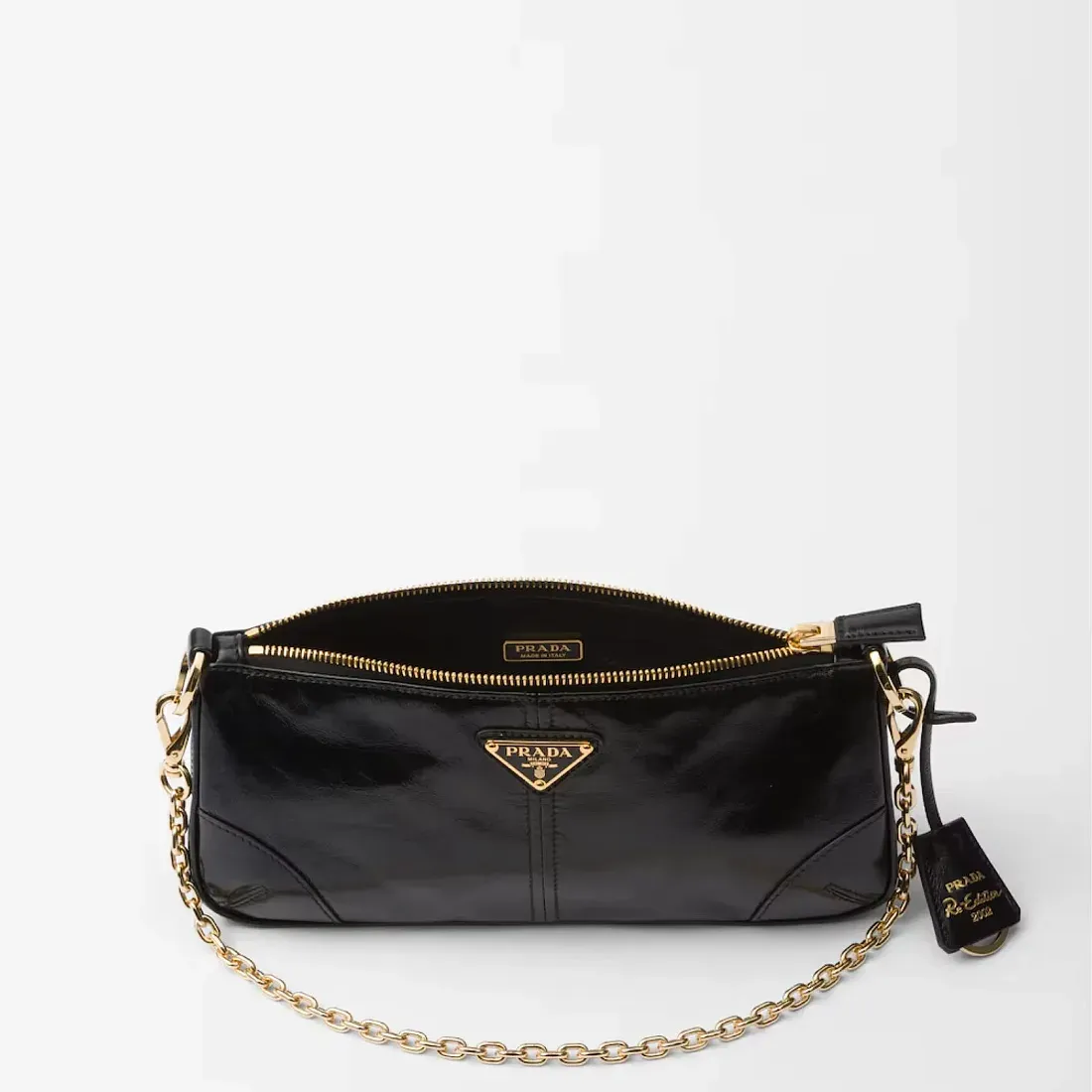 Prada Re-Edition 2002 cредняя кожаная сумка через плечо Black - фото 2