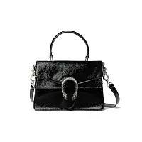 Gucci Мини-сумка с верхней ручкой Dionysus Black Patent - фото 1
