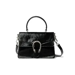 Gucci Мини-сумка с верхней ручкой Dionysus Black Patent - фото 1