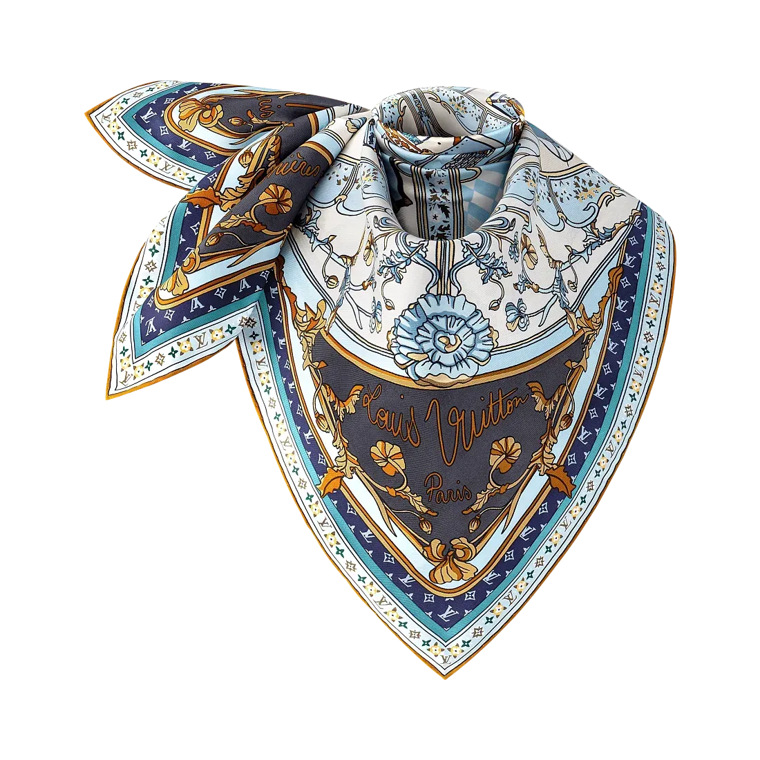 Louis Vuitton Платок-каре Maison De Famille 90 Blue - фото 2