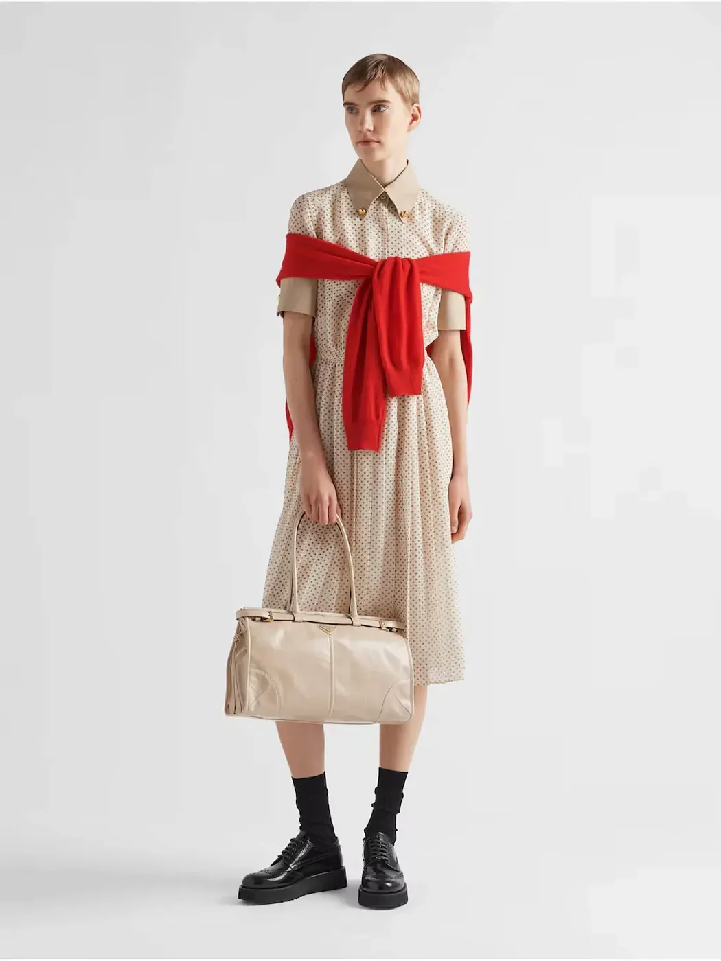 Prada Большая кожаная сумка Travertine - фото 2