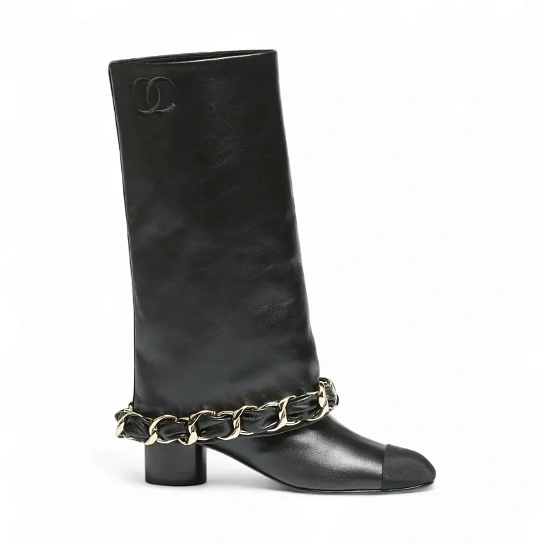 Кожаные сапоги Chanel Black - фото 1