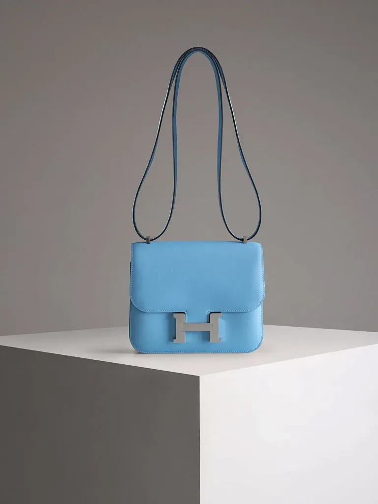 Сумка Hermes Constance 18 Mini Celeste Swift Palladium Hardware - фото 1