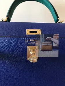 Hermès Kelly HSS 25 Blue Electric Malachite Epsom Sellier Gold Hardware - фото 4