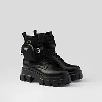 Prada Ботинки Monolith из кожи и Re-Nylon Black - фото 1