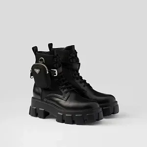 Prada Ботинки Monolith из кожи и Re-Nylon Black - фото 1
