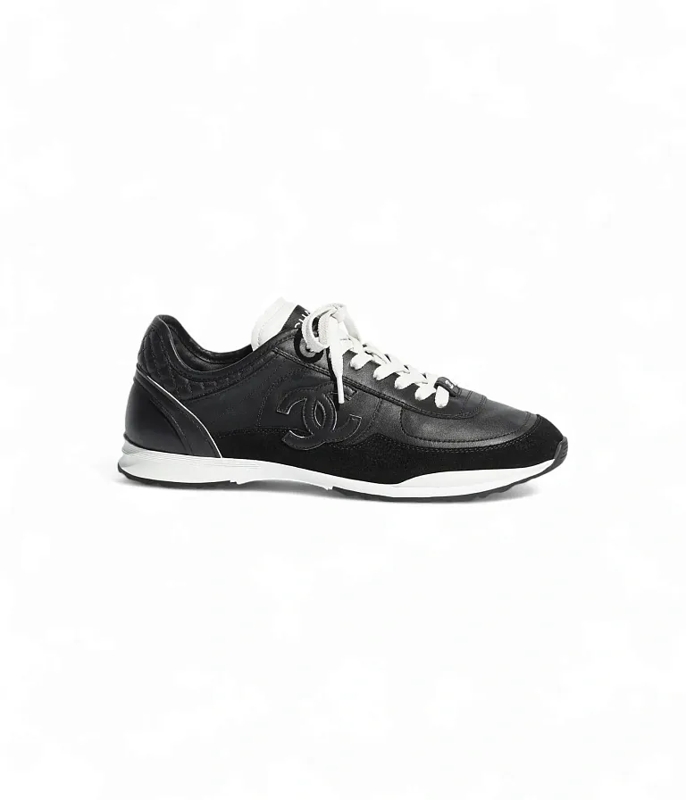 Кожаные кроссовки Chanel Black/White - фото 1