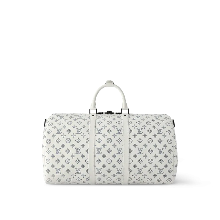 Сумка Keepall 50 с плечевым ремнем Louis Vuitton White - фото 1