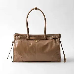 Prada Большая кожаная сумка Pale Pink - фото 1