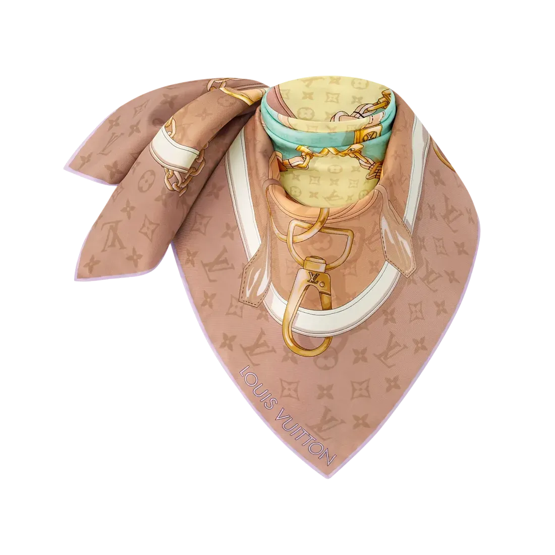Louis Vuitton Платок-каре Flower And Straps 70 Beige - фото 3