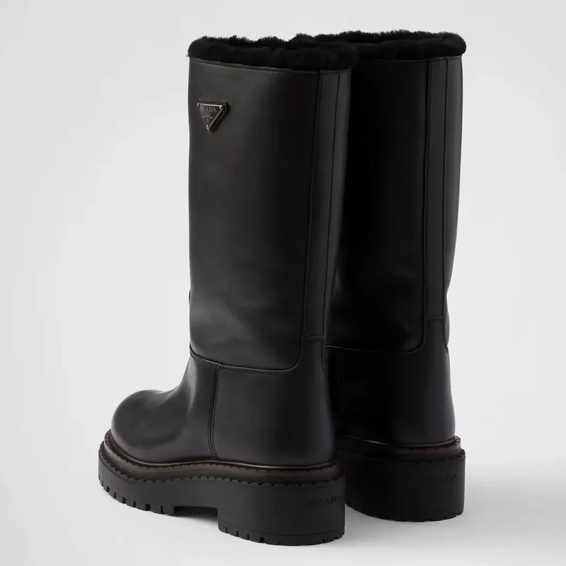 Prada Сапоги из кожи и овчины - фото 4