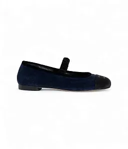 Chanel Бархатные туфли Мэри-Джейн Navy Blue/Black - фото 1