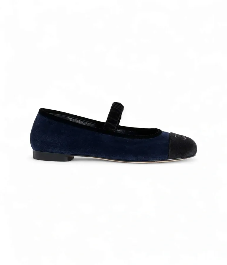 Бархатные туфли Мэри-Джейн Chanel Navy Blue/Black - фото 1