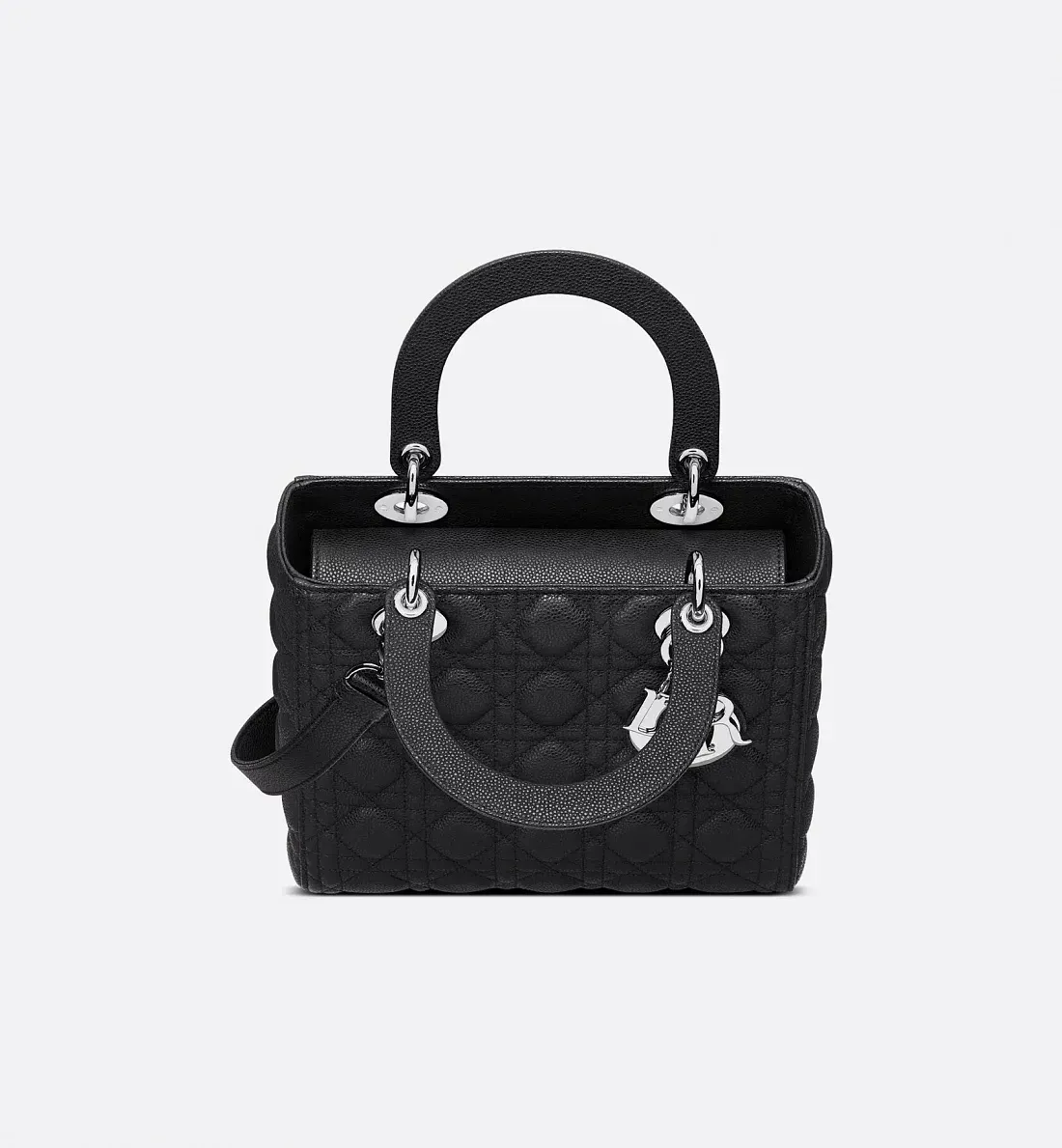 Dior Сумка Lady black grained cannage calfskin среднего формата - фото 4