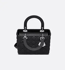 Dior Сумка Lady black grained cannage calfskin среднего формата - фото 4