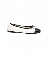 Chanel Кожаные балетки White/Black - фото 1