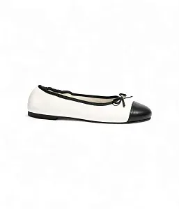 Chanel Кожаные балетки White/Black - фото 1
