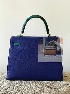 Hermès Kelly HSS 25 Blue Electric Malachite Epsom Sellier Gold Hardware - фото 2