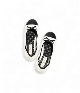 Chanel Кожаные балетки White/Black - фото 2