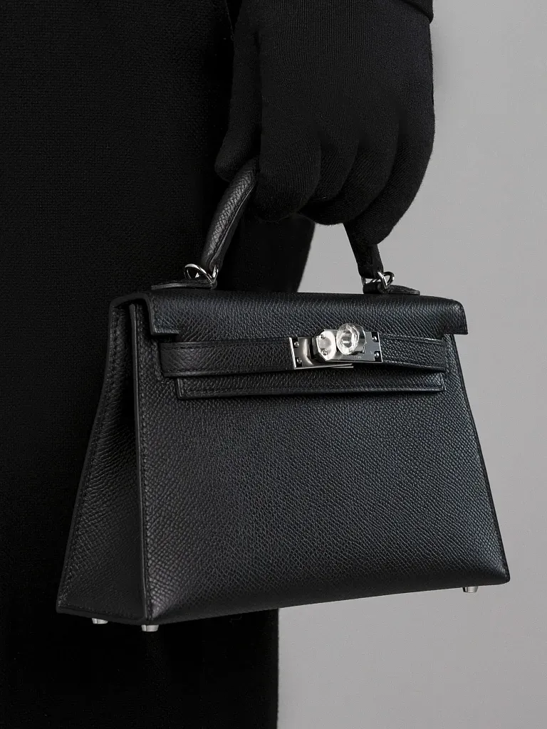 Сумка Hermes Kelly Mini 20 Black Epsom Palladium Hardware - фото 2