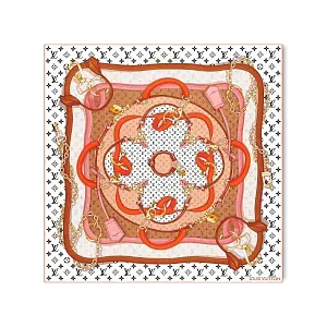 Louis Vuitton Платок-каре Flower And Straps 70 White - фото 1
