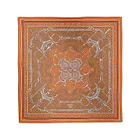 Hermès Шелковая бандана Eperon d'Or 55 Orange Cuit / Noisette / Blanc - фото 1