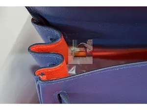 Hermès Kelly 28 Blue Brighton Capucine Evercolor Palladium Hardware - фото 3