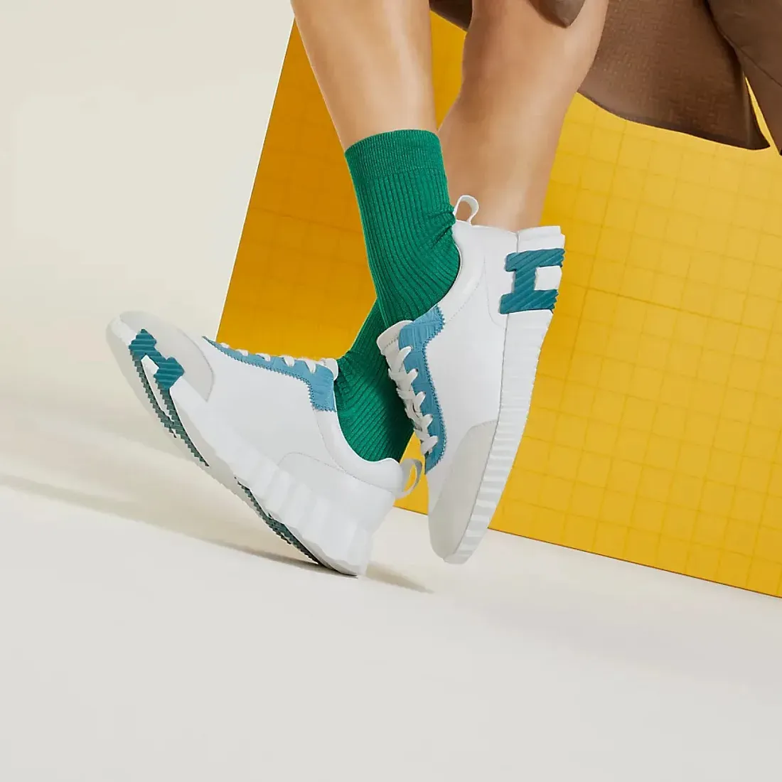 Hermès Кроссовки Bouncing Blanc / Bleu Mineral - фото 2