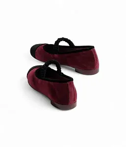 Chanel Бархатные туфли Мэри-Джейн Burgundy/Black - фото 2
