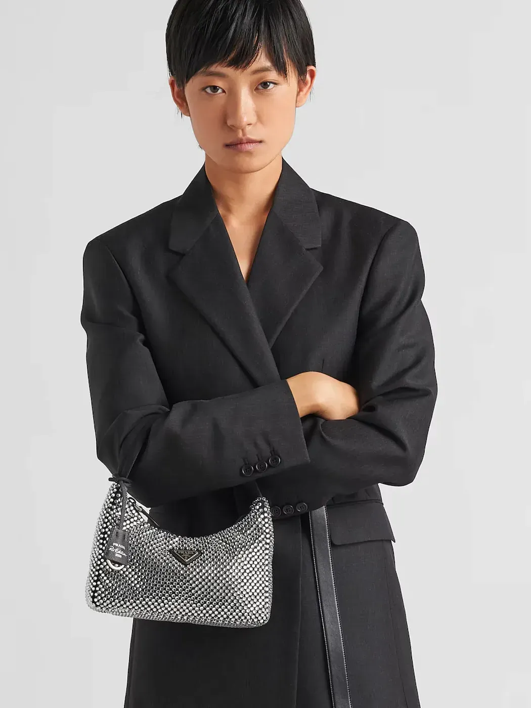 Prada Мини-сумка из сатина с кристаллами Crystal - фото 2