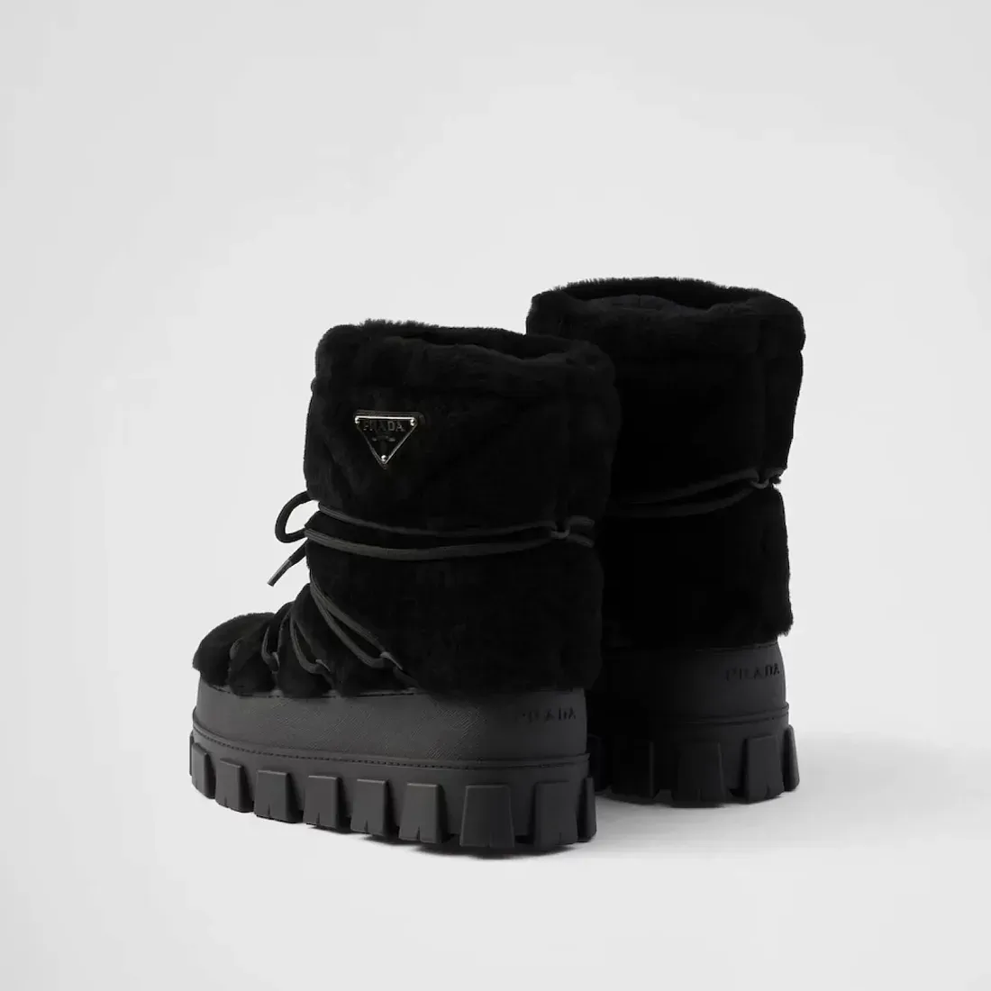 Prada Ботильоны apres-ski из овчины Black - фото 4