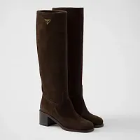 Prada Замшевые сапоги Dark Brown - фото 1