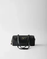 Prada Кожаная сумка среднего размера с верхней ручкой и замком Black - фото 1