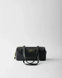 Prada Кожаная сумка среднего размера с верхней ручкой и замком Black - фото 1