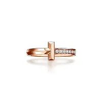 Tiffany & Co. Кольцо T T1 Ring with Diamonds Rose Gold - фото 1