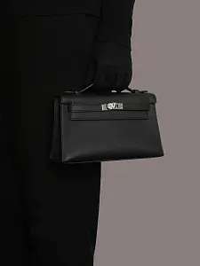 Hermès Сумка Pochette Kelly Mini Black Swift Palladium Hardware - фото 2