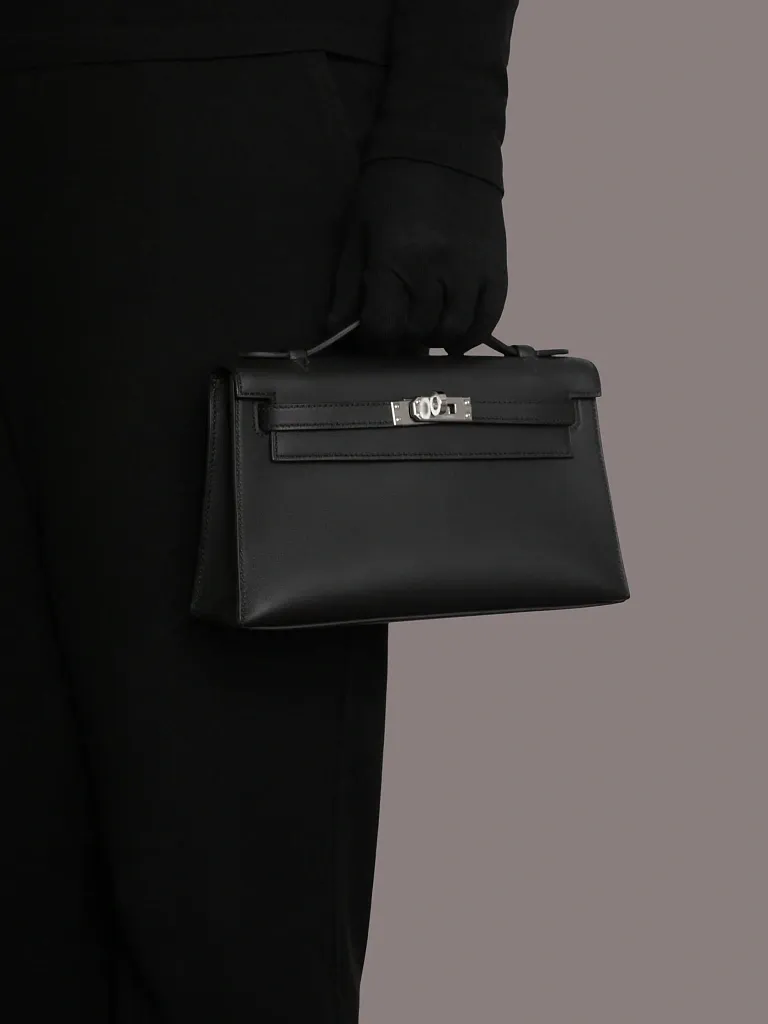 Сумка Hermes Pochette Kelly Mini Black Swift Palladium Hardware - фото 2
