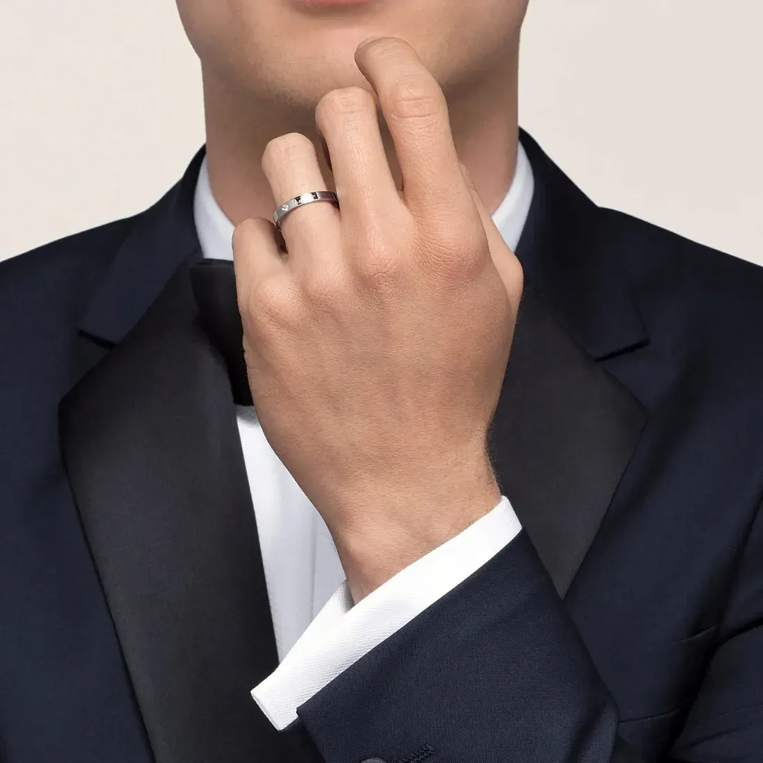 Cartier Обручальное кольцо с одним бриллиантом C de Men Platinum - фото 2