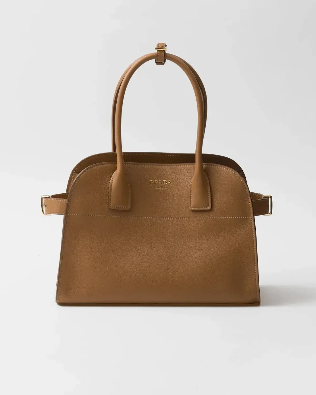 Prada Кожаная сумка-тоут среднего размера Caramel - фото 4