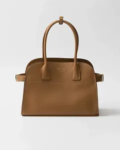 Prada Кожаная сумка-тоут среднего размера Caramel - фото 4
