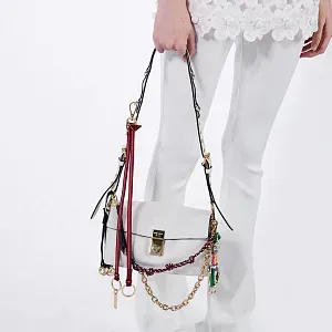 Prada Маленькая сумка Soft Sound из кожи с декоративными подвесками White - фото 2