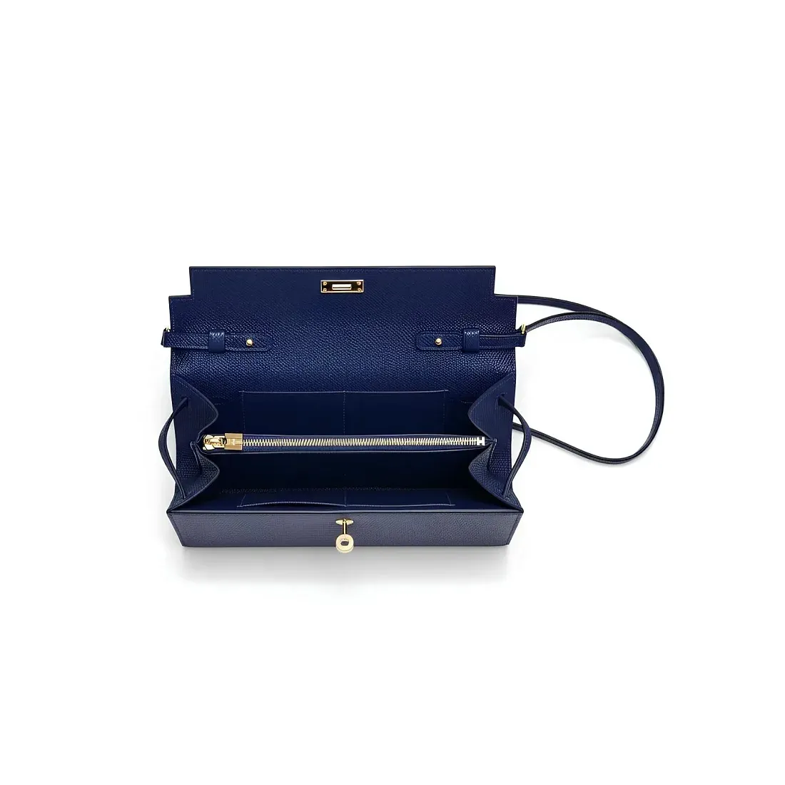 Hermès Сумка Kelly To Go Bleu Saphir Epsom Gold Hardware - фото 3