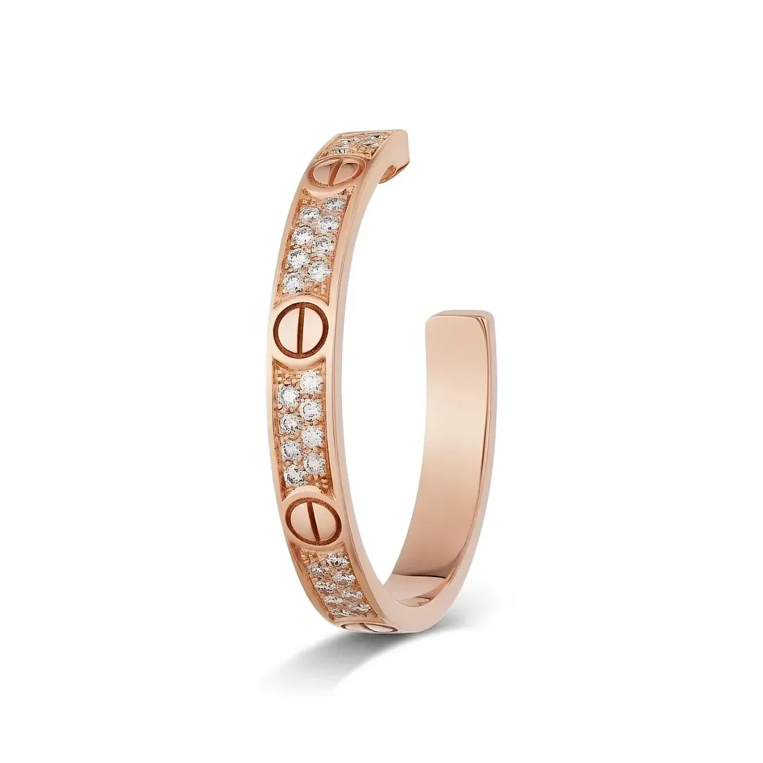 Cartier Серьги Love hoop earrings, medium model, paved, Rose Gold - фото 3